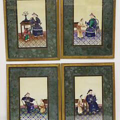 Set of Four Chinese Export Tempera Paintings on Pith Paper "Court Officials"