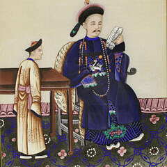 Set of Four Chinese Export Tempera Paintings on Pith Paper “Court Officials”