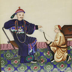 Set of Four Chinese Export Tempera Paintings on Pith Paper “Court Officials”