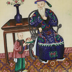 Set of Four Chinese Export Tempera Paintings on Pith Paper “Court Officials”