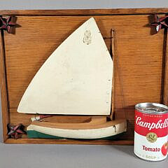 Vintage Nautical Folk Art Carved and Painted Catboat Plaque