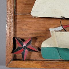 Vintage Nautical Folk Art Carved and Painted Catboat Plaque