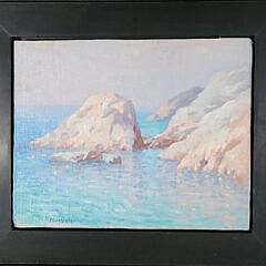 Carl Johan Nordell (1885-1957) Impressionist Oil “Rocks At Magnolia” Gloucester Massachusetts
