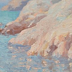 Carl Johan Nordell (1885-1957) Impressionist Oil “Rocks At Magnolia” Gloucester Massachusetts