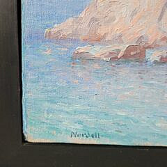 Carl Johan Nordell (1885-1957) Impressionist Oil “Rocks At Magnolia” Gloucester Massachusetts