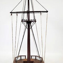 Vintage Teak & Mahogany Ship Model of a Brig Main Mast Deck