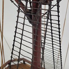 Vintage Teak & Mahogany Ship Model of a Brig Main Mast Deck