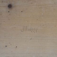 J.Harrop Signed Carved Wood Plaque Depicting Four Whales and Two Shark Half-Bodies Mounted to a Panel