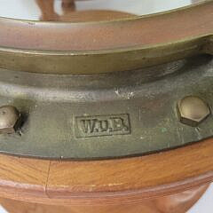 Pair of Fine Bronze & Teak Nautical Ships Yacht Porthole Window End Tables