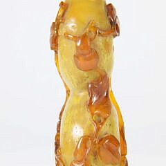 Chinese Amber Overlay Glass Double Gourd Snuff Bottle, Qing Dynasty