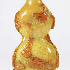 Chinese Amber Overlay Glass Double Gourd Snuff Bottle, Qing Dynasty