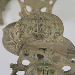 Pair of Antique Lion Head Naval Cutlass Sword Handle Candlesticks