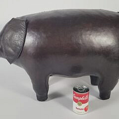 Large Vintage Signed Dimitri Omersa Leather Pig Footstool Ottoman