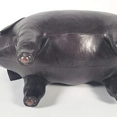 Large Vintage Signed Dimitri Omersa Leather Pig Footstool Ottoman