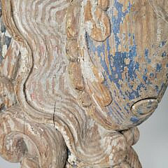 Fine Early 19th C. Paint Decorated Nautical Ship’s Billet Head Bow Carving