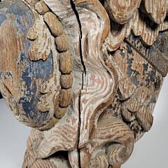 Fine Early 19th C. Paint Decorated Nautical Ship’s Billet Head Bow Carving