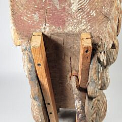 Fine Early 19th C. Paint Decorated Nautical Ship’s Billet Head Bow Carving