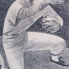 Fletcher Martin (1904-1979) Signed Double Play Baseball Lithograph Print
