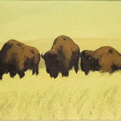 Edward Glannon (1911-1992) Oil on Masonite “Buffalo on the Plains”