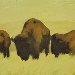 Edward Glannon (1911-1992) Oil on Masonite “Buffalo on the Plains”