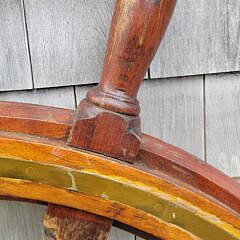 Large 19th C. Mahogany & Brass Nautical Ships Wheel