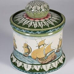 Doulton Burslem “Galleon” Covered Tobacco Jar, circa 1886-1901