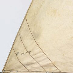 Vintage White Hull Pond Model with Rigging