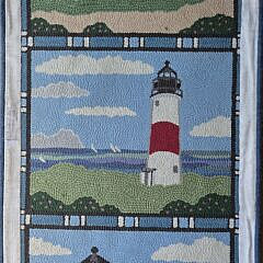 Hooked Scatter Rug “Three Lighthouses”