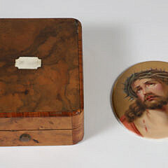 Painted Porcelain Plaque “Head of Christ Crowned with Thorns”, 19th Century