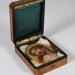 Painted Porcelain Plaque “Head of Christ Crowned with Thorns”, 19th Century