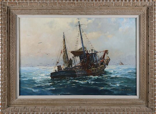 Jack L. Gray (1927-1981) "Fishing Trawler off Provincetown" Oil on Canvas