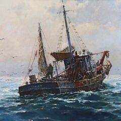 Jack L. Gray (1927-1981) Oil on Canvas “Fishing Trawler Off Provincetown”