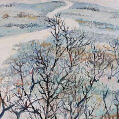 Sybil Goldsmith (1917-2005) “Nantucket Winter Landscape” Oil on Linen