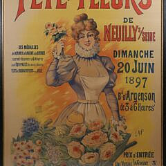 Framed French Lithograph Poster "Fete des Fleurs circa 1897 Imp. Caby & Chardin 17 Passage Daudin Paris Affiches Massias"