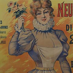 Framed French Lithograph Poster “Fete des Fleurs, circa 1897 Imp. Caby & Chardin 17 Passage Daudin Paris Affiches Massias”