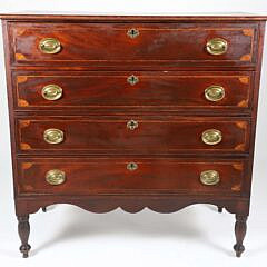 American Sheraton Fan Inlaid Mahogany Chest of Drawers, 19th Century