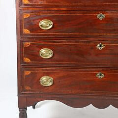 American Sheraton Fan Inlaid Mahogany Chest of Drawers, 19th Century