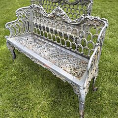 Pair of English Cast Iron “Capron” Garden Settees, 19th Century