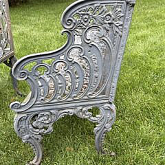 Pair of English Cast Iron “Capron” Garden Settees, 19th Century