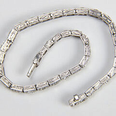 Vintage Platinum and 38 Old European Cut Graduated Diamonds Line Bracelet, Approximately 7.75ct
