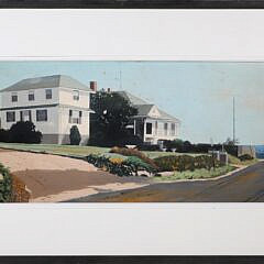 John Austin (1918-2001) "White House on Nantucket" Tempera on Board, circa 1996