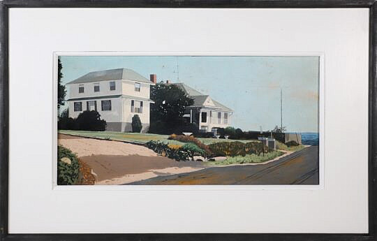 John Austin (1918-2001) "White House on Nantucket" Tempera on Board, circa 1996