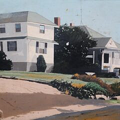 John Austin (1918-2001) “White House on Nantucket” Tempera on Board, circa 1996