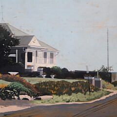 John Austin (1918-2001) “White House on Nantucket” Tempera on Board, circa 1996