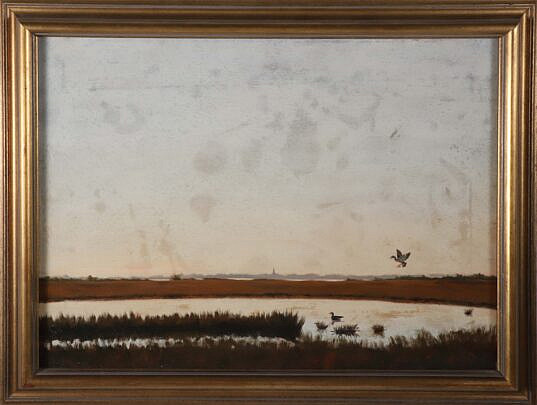 Robert Stark Jr. Oil on Canvas "Mallards Landing In The Marsh"