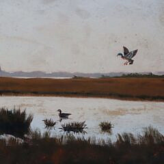 Robert Stark Jr. Oil on Canvas “Mallards Landing In The Marsh”