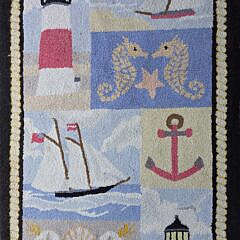 Hooked Scatter Rug “Lighthouse and Sailboats”