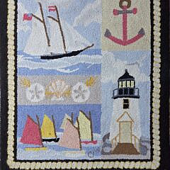 Hooked Scatter Rug “Lighthouse and Sailboats”