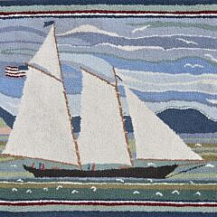 Hooked Scatter Rug "Sailboat"