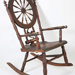 Antique American Spinning Wheel Rocking Chair, 19th Century